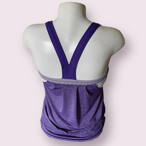 Lululemon Rest Less Tank Top Bra Bruised Berry Wee Stripe Heathered Purple Sz 4 - Picture 5 of 16